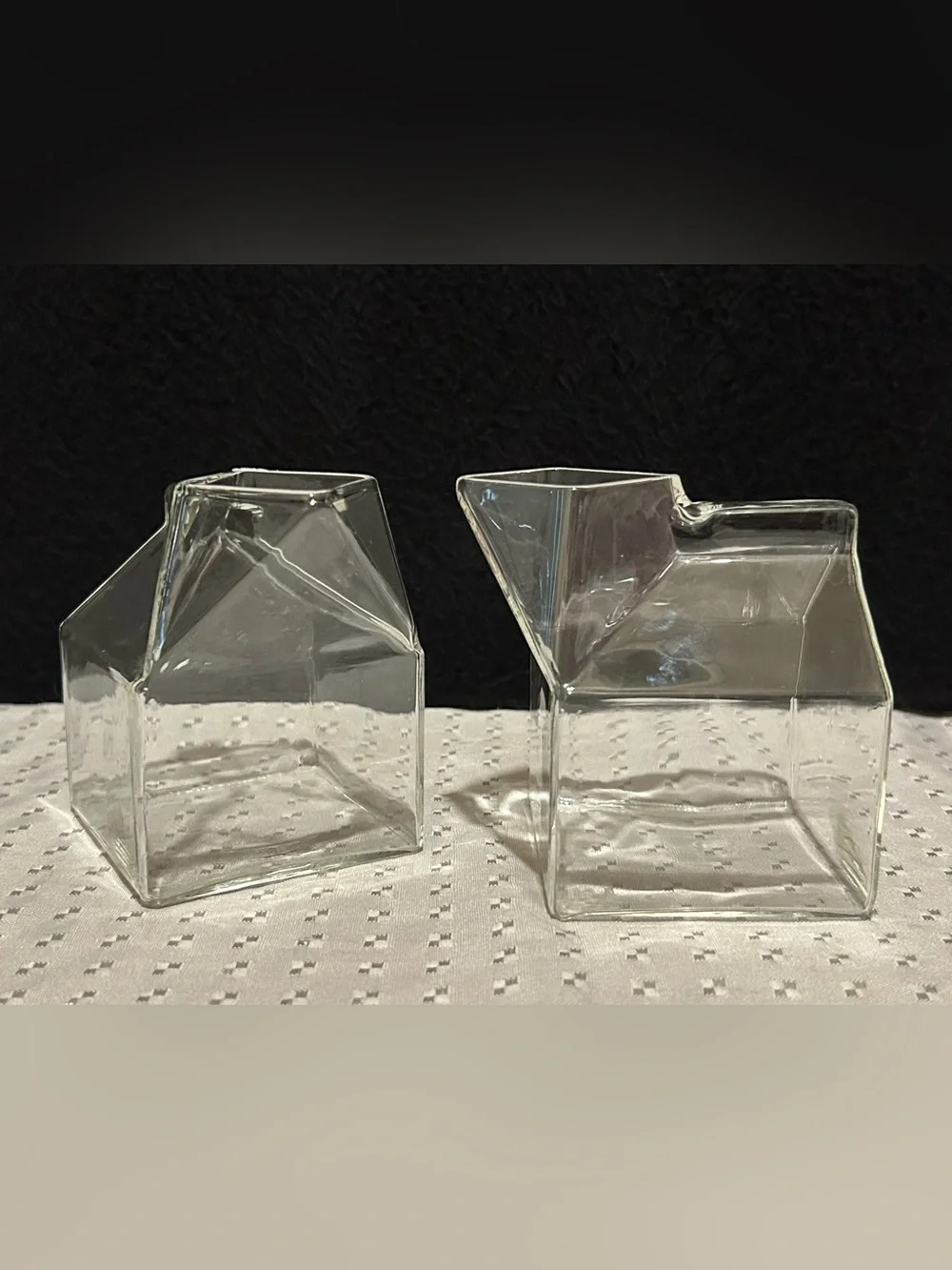 Half Pint Hand-Blown Glass Milk Carton Set Of 2